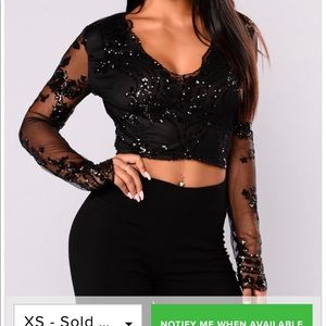 Fashion Nova Cropped Sequin Top